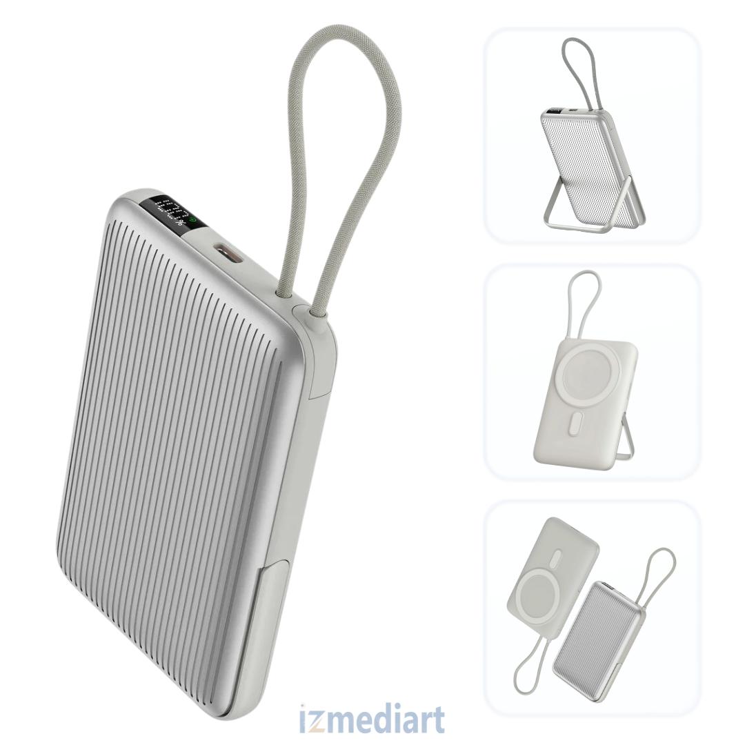 10,000mAh 22.5W MagSafe Wireless Power Bank with Built-in USB-C Cable & Stand