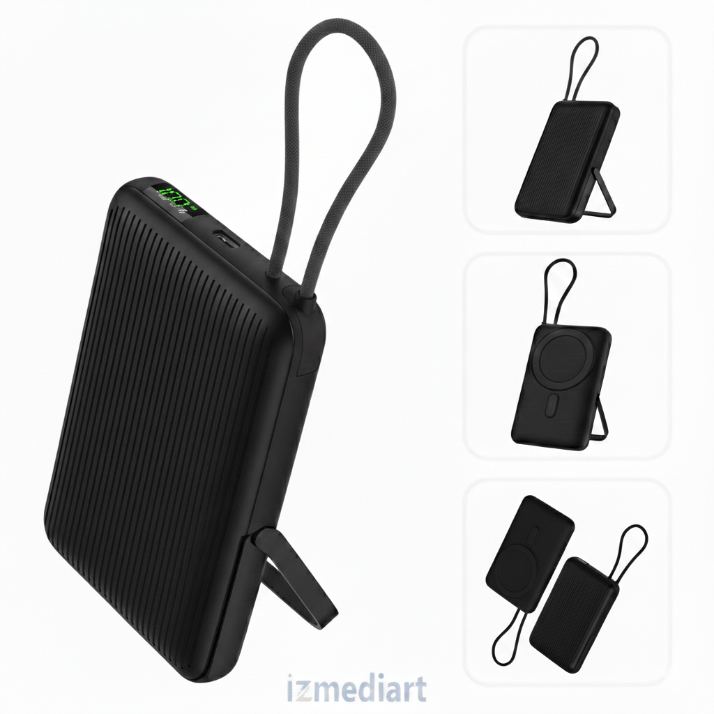 10,000mAh 22.5W MagSafe Wireless Power Bank with Built-in USB-C Cable & Stand 