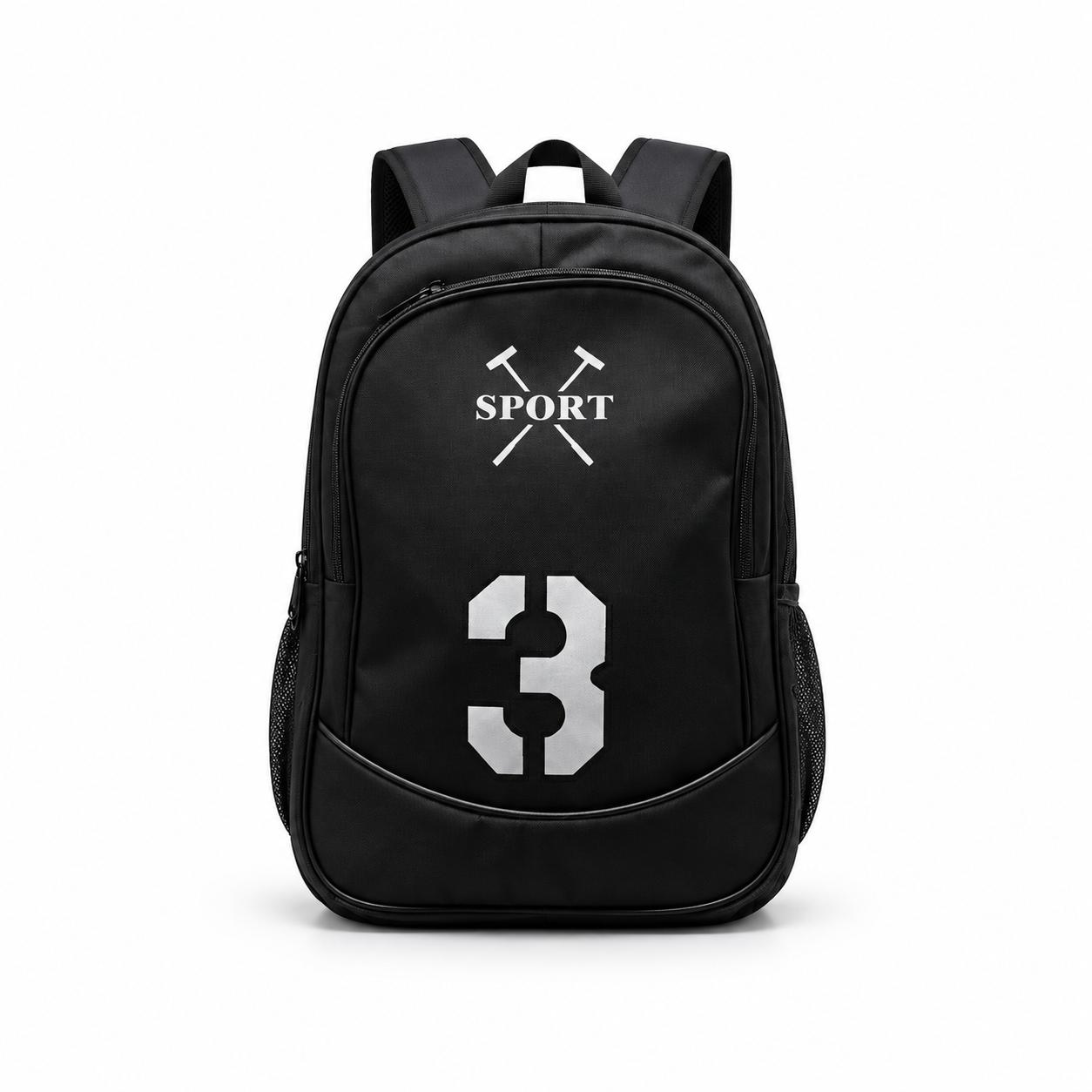 Black Sport School Backpack with Number 3