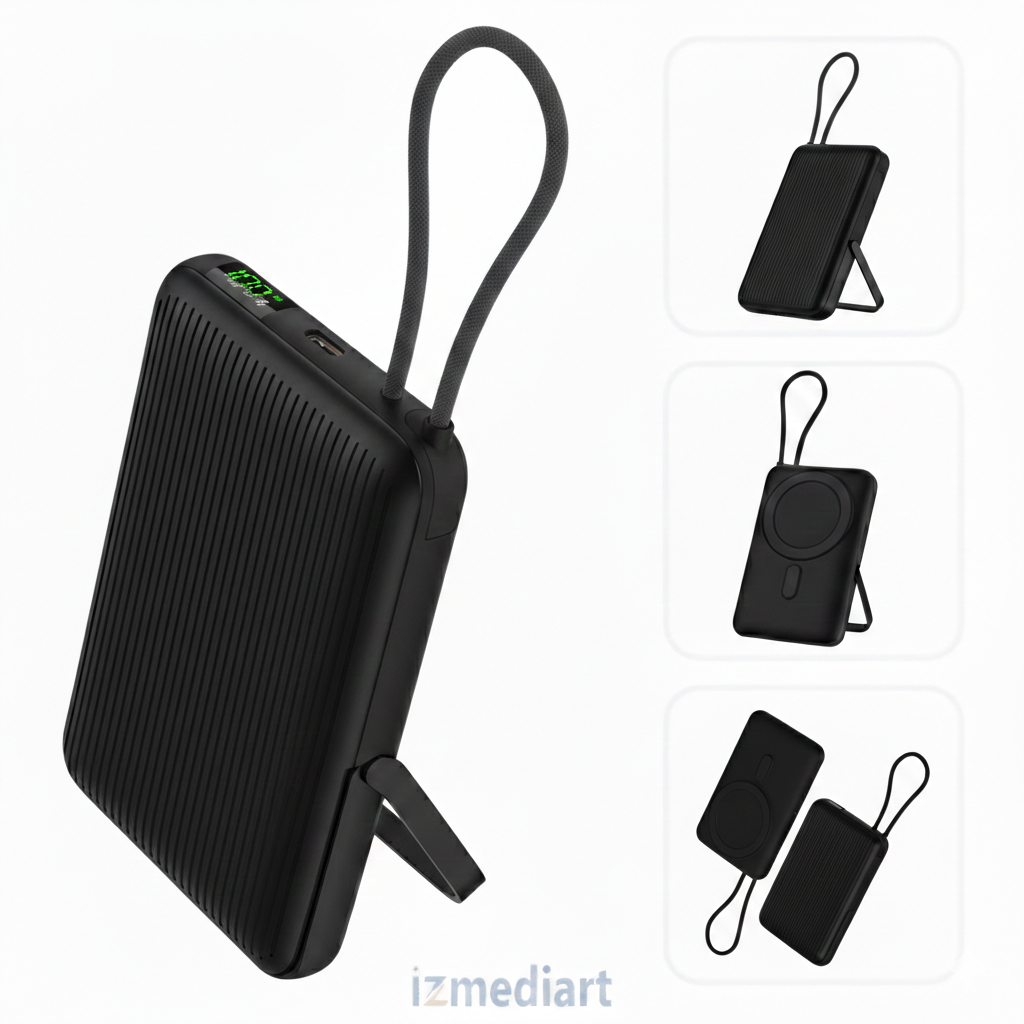 10,000mAh 22.5W MagSafe Wireless Power Bank with Built-in USB-C Cable & Stand